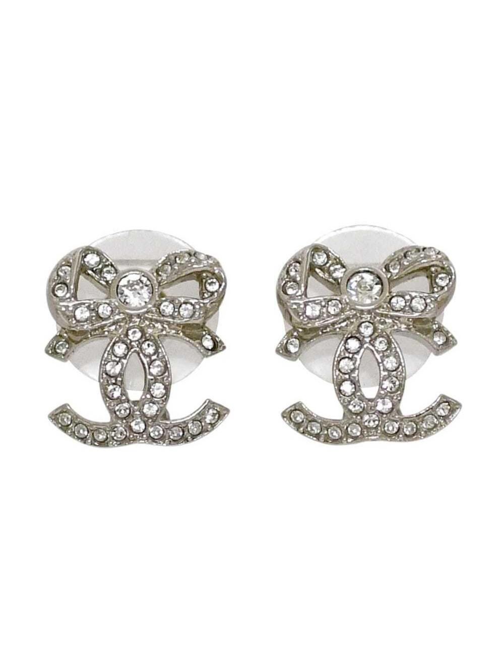 Chanel Cc Logo Earrings Silver-Tone #343282C11B